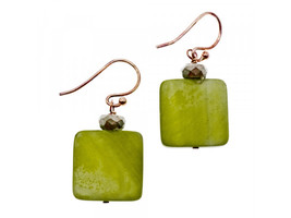 925 STERLING SILVER GREEN AGATE EARRINGS - $56.81