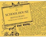 Old Schoolhouse Restaurant Menu Merrimac Wisconsin - £14.01 GBP