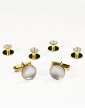 Basic White with Gold Trim Studs and Cufflinks Set - €11,28 EUR