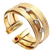 Authentic! Roberto Coin 18k Yellow Gold Diamond Silk Weave Ring sz 7 - $3,000.00