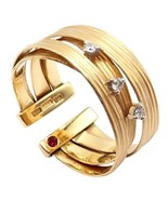 Authentic! Roberto Coin 18k Yellow Gold Diamond Silk Weave Ring sz 7 - $55,222.60 MXN
