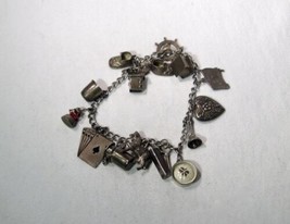 Vintage War Time Era Sterling Silver Charm Bracelet K1294 - £86.91 GBP