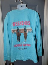 Equestrian Prep Weekends are for Horse Shows Blue LS T-shirt Size S Girl&#39;s EUC - £15.75 GBP