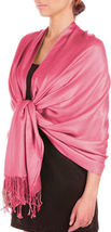 Coral - 78X28 2PLY Pashmina Solid Silk Shawl Wrap Cashmere Stole Scarf - £14.93 GBP