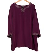 Maggie Barnes Tunic Purple Beaded Sheer Blouse Plus Size Sz 3X Vintage D... - $278.12 MXN