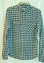 Fossil Mens Button Up Shirt Long Sleeve Pockets Plaid Sz Small 100% Cotton - £7.70 GBP