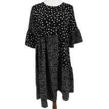 Caara Millazo Dress Large polka dot shift asymmetrical hem flounce sleev... - £53.71 GBP