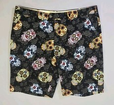 Loudmouth Golf Mens Black Background With Sugar Skulls &amp; Roses Size 40 H... - $34.33