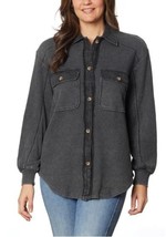 Briggs Womens Shirt Black Waffle Button-Front Long Sleeves Pockets Relax... - $39.99