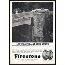 1962 Firestone Tires Vintage Print Ad White Convertible Boys Fishing Wall Art - $10.97