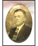 1930s Purse Pocket Mirror Oval Shape Male in Photo Free Shipping - $13.72 CAD