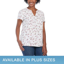 NoTag Hilary Radley Womens V-Neck Printed Blouse Size: 2XL, Color: Ivory - £15.73 GBP