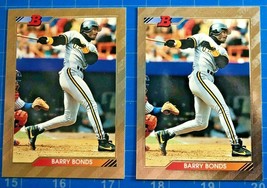 1992 Bowman Baseball Barry Bonds Foil #590 NM Pittsburgh Pirates Two cards  - £2.38 GBP