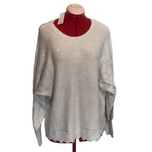 Nwt Elle Women Snow White Bling Sequin Pointelle Puff Large Sweater New $50 - £27.40 GBP