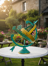 Large Brass Armillary Sundial Decorative Garden Ornament Polished Green ... - €216,14 EUR