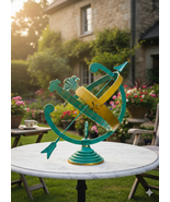 Large Brass Armillary Sundial Decorative Garden Ornament Polished Green ... - €216,25 EUR