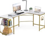 L Shaped Desk With Storage Shelves, Reversible Corner Computer Desk For ... - $313.99