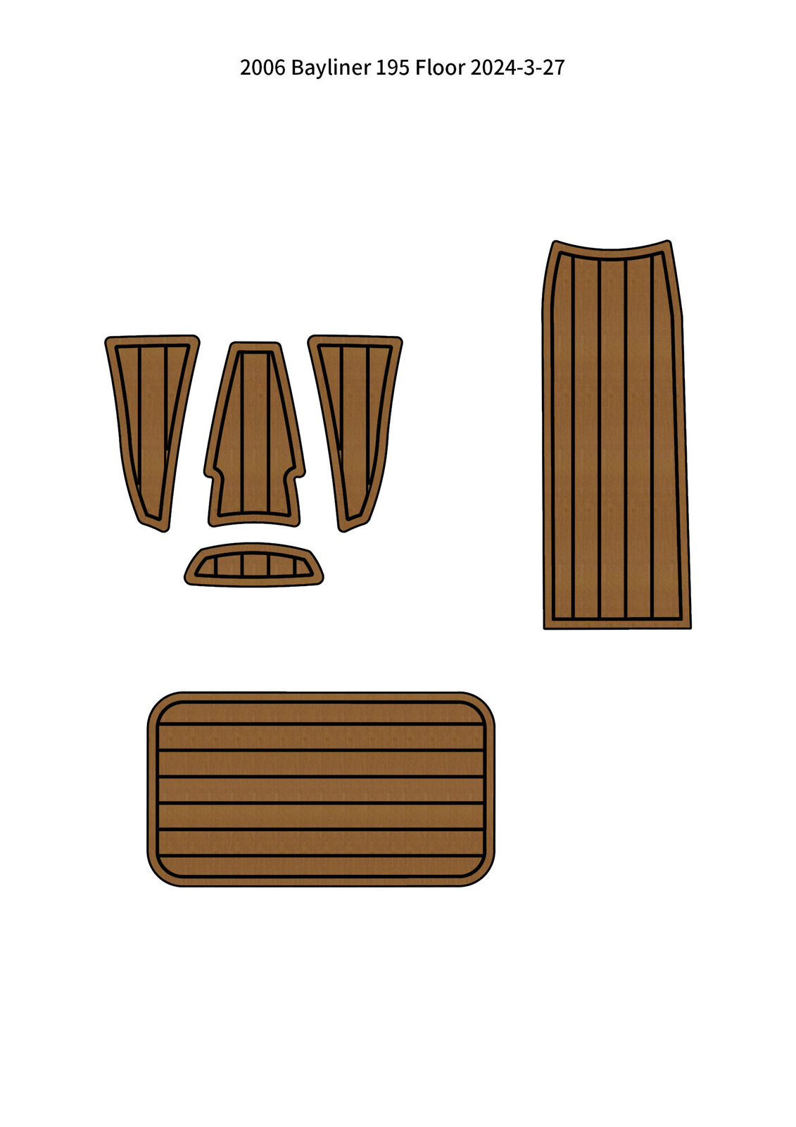 2006 Bayliner 195 Cockpit Pad Boat EVA Foam Faux Teak Deck Floor Pad Mat... - $281.00