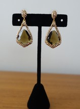 Alexis Bittar crystal Hershey Teardrop Triangle Geometry Gold Drop Earring - £88.51 GBP