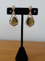 Alexis Bittar crystal Hershey Teardrop Triangle Geometry Gold Drop Earring - $110.99