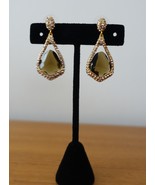 Alexis Bittar crystal Hershey Teardrop Triangle Geometry Gold Drop Earring - £88.72 GBP