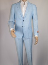 Men's ENZO Linen Spring Summer Suit Light Weight Breathable E58302-9 Light Blue image 6