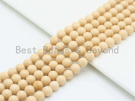 High Quality Wood Agate Beads, 6mm/8mm/10mm /12mm Cream Round Smooth Fossil Wood - £3.05 GBP+