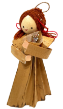 Vintage Handmade Paper and Yarn Angel Christmas Ornament 6.5 in - £7.93 GBP