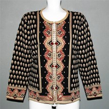 Jones New York Bohemian Rug Print Finely Knit Rayon Blend Cardigan Wm&#39;s ... - £27.96 GBP