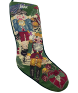 Christmas Stocking Cross Stitch Wool  Cowboy Nutcracker 22&quot; Embroidered ... - $66.18 CAD