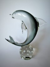 Vintage large figurine of a dolphin made of heavy Murano glass, H-23 cm. # 9482 - £29.90 GBP