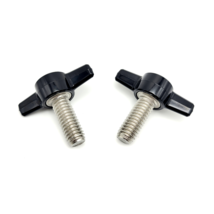 3/8&quot; x 1 1/4 &quot; Thumb Screw T Bolts Black Tee Wing Clamping Knob  Pack of 2 - £9.25 GBP