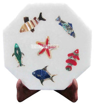 6&quot; Marble Tile Rare Marquetry Star Fish Design Inlay Veterans Day Decora... - $160.65