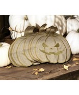 6  Pumpkin Jack O lantern Shaped Burlap Placemats Fall Autumn neutral brown - $33.65
