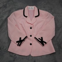 Working Blazer Womens S Pink Button Up Long Sleeve Collared Top Suit Jacket - £23.33 GBP