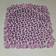 Carter&#39;s Purple White Leopard Print Lovey Baby Toy Fleece Satin Ruffled Trim - £13.72 GBP