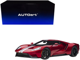 2017 Ford GT Liquid Red Metallic with Silver Stripes 1/12 Model Car by Autoart - £446.22 GBP