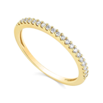 0.4Ct Simulated Diamond 14K Gold Plated Engagement Wedding Anniversary Band Ring - £65.59 GBP
