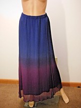 Coldwater Creek Maxi Skirt Blue Purple Ombre Chiffon Small Stretchy Lined Nwt - £32.01 GBP