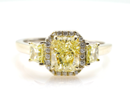 Fancy Light Yellow Diamond Engagement Ring 1.78ct Natural Flawless IF GIA 18K - £5,662.65 GBP