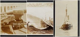 antique 3pc WHALING RPPC PHOTOS ship fin back whale harpoon whale gun - £51.29 GBP