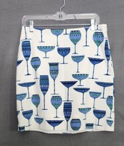 Talbots Women&#39;s Sz 8P Cotton Blend Stretch Skirt White Blue Wine Martini... - $19.95