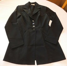 Wrapper Women&#39;s Ladies Coat Button Up Long Sleeve Jacket Size 9/10 Black... - $20.58