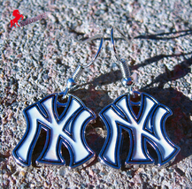 New York Yankees Dangle Earrings, Sports Earrings, Baseball Fan Earrings - Gifts - $3.95