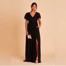 Birdy Grey HANNAH EMPIRE DRESS CHIFFON BLACK XL NEW NWT BRIDESMAID Slit - $56.89 CAD