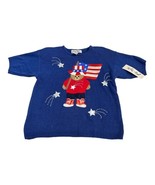 Vintage Gladys Bagley Sweater Womens L Blue Patriotic USA Flag Novelty S... - $34.46