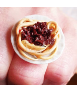 Unique SPAGHETTI BOLOGNESE RING mini MINIATURE food jewellery HANDMADE g... - $22.56 CAD
