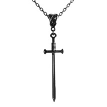 BLACK SWORD NECKLACE 2&quot; Pendant 19&quot; Chain Metal Gothic Goth Punk Fashion... - $4.95
