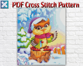 Christmas Owl Bird New Year Counted PDF Cross Stitch Pattern Needlework DIY DMC - £4.00 GBP