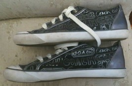 COACH Barrett Graffiti Poppy Plaid Canvas Sneakers SIZE 10 - £22.37 GBP